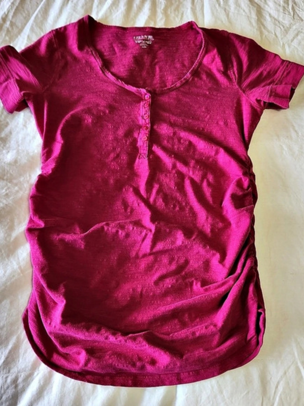 A pea in the pod Maternity Short Sleeve Henley Tee Henley Tee in Pink Size
